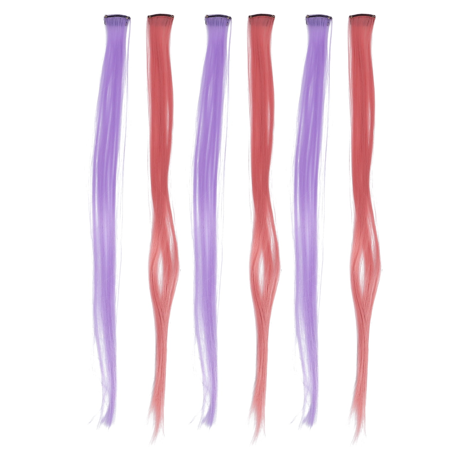 Hair extensions wig 6pcs Colored Hair Streak Long Straight Wig Colorful Straight Hair Extension