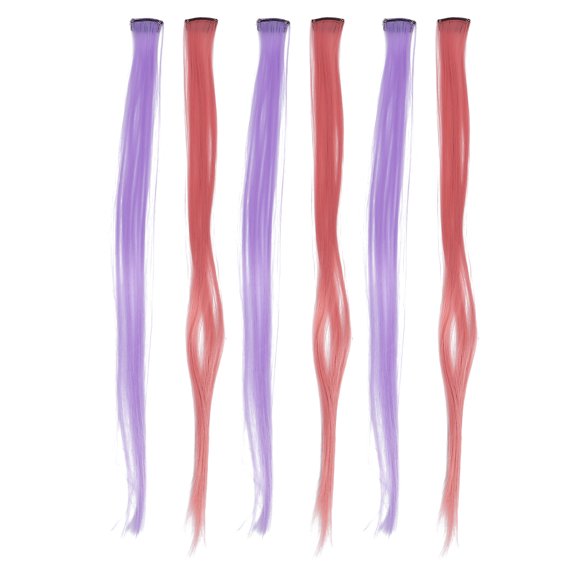 6 unids de racha de pelo coloreada larga peluca recta colorida de la extensión del pelo recto