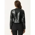 thumbnail image 3 of DARING DIVA Women's Crop Collarless PU Moto Biker Jackets L Black, 3 of 6