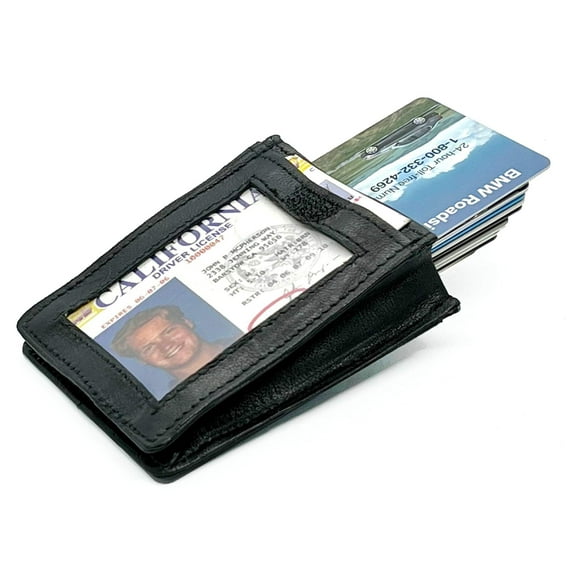 Black Genuine Leather Men's 20 Card Holder Front Pocket Wallet New