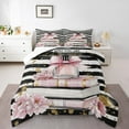 thumbnail image 2 of Fashion Woman Dress Comforter Set Golden Polka Dots Bedding Sets Full Black Decor Bedding Comforter Sets Romantic Makeup Themed Down Comforter Black White Stripe Duvet Sets, 2 of 7