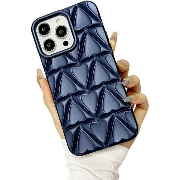 Compatible with iPhone Case,Argyle Checkered Heart Pattern [Compatible with Wireless Charging] Full Body Protection Soft Shockproof Cover Phone Case (Blue,iPhone 11 Pro Max)