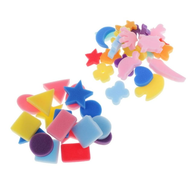 42 piezas de formas de pintura de esponja de para , manualidades, esponja, formas geométricas de cartón para niños pequeños, espo Baoblaze Formas de esponja