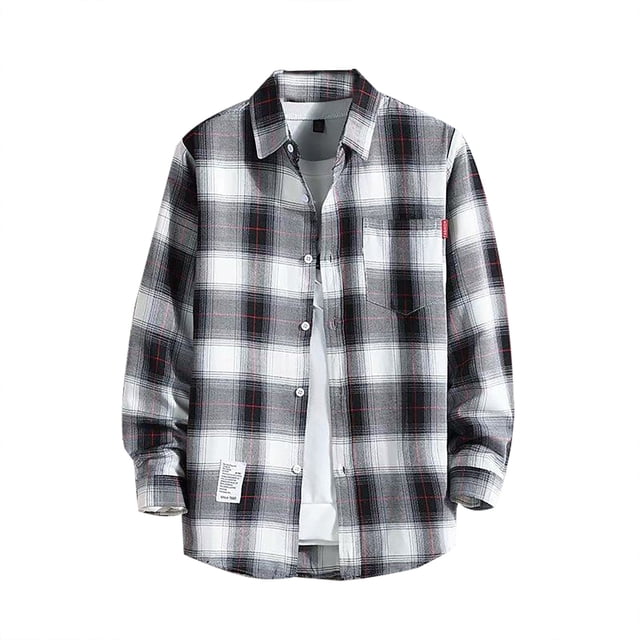 Wyzesi Chemise Marron Homme Plus Chemise Décontractée Imprimée Automne et Hiver Manches Longues Col Simple Chemise à Carreaux Chemise Habillée Blanche Homme Coupe Ajustée Col Pouce