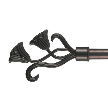 - Curtain Rod with Mounting Hardware and Decorative Floral Finials 48”-86” by Somerset Home (Bronze)