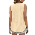 thumbnail image 4 of TEMOFON Tank Tops for Women Summer Casual Blouses Round Neck Sleeveless T Shirts Solid Yellow Loose Shirts for Women Size 2XL, 4 of 5