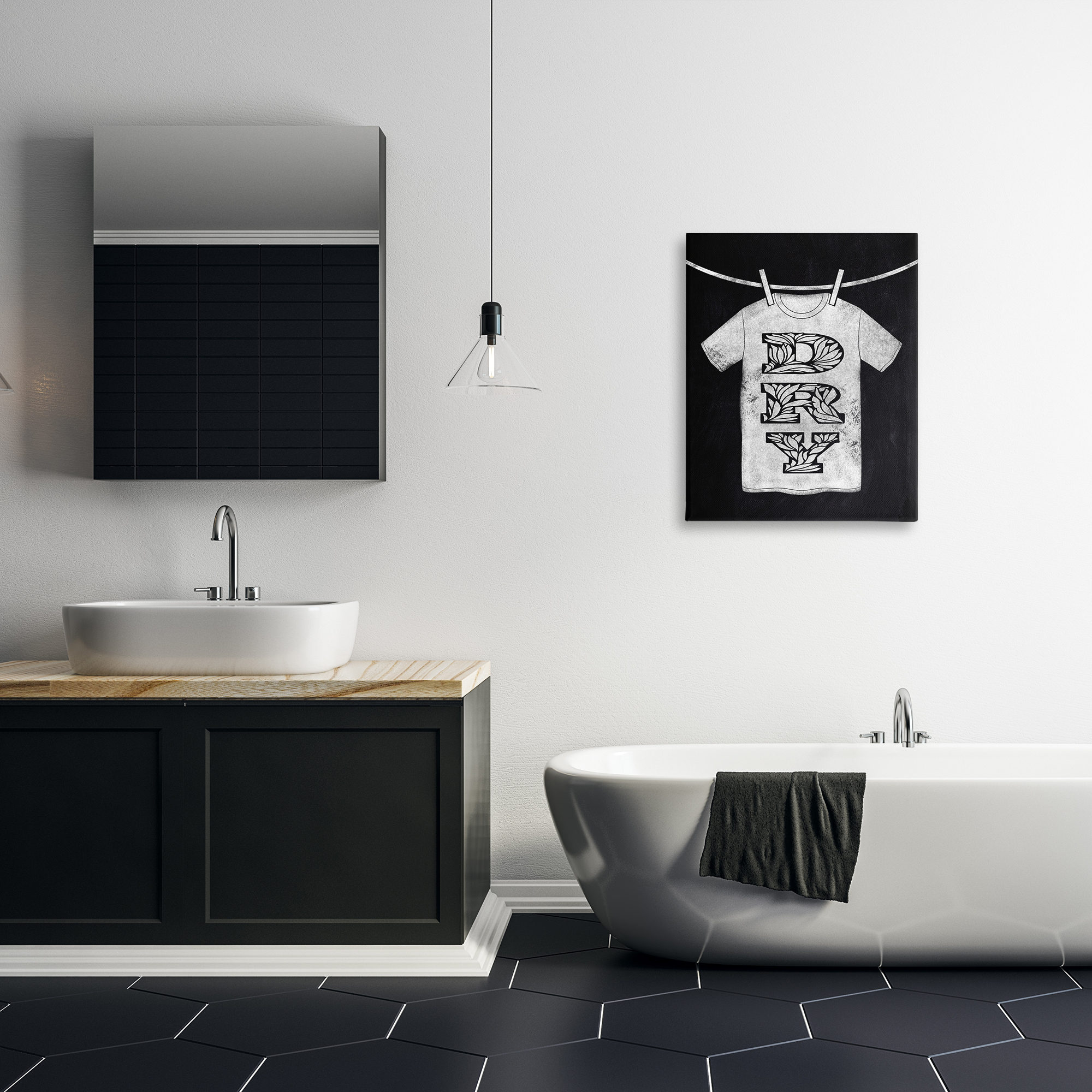 Laundry Dry Ornate Letters Canvas Wall Art, design by Marcus Prime