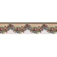 thumbnail image 2 of Fruits Pomme Pêche Prune Raisins Suspendus à la Guirlande Beige Papier Peint Frontière Retro Design, Rouleau 15' x 5'', 2 of 3