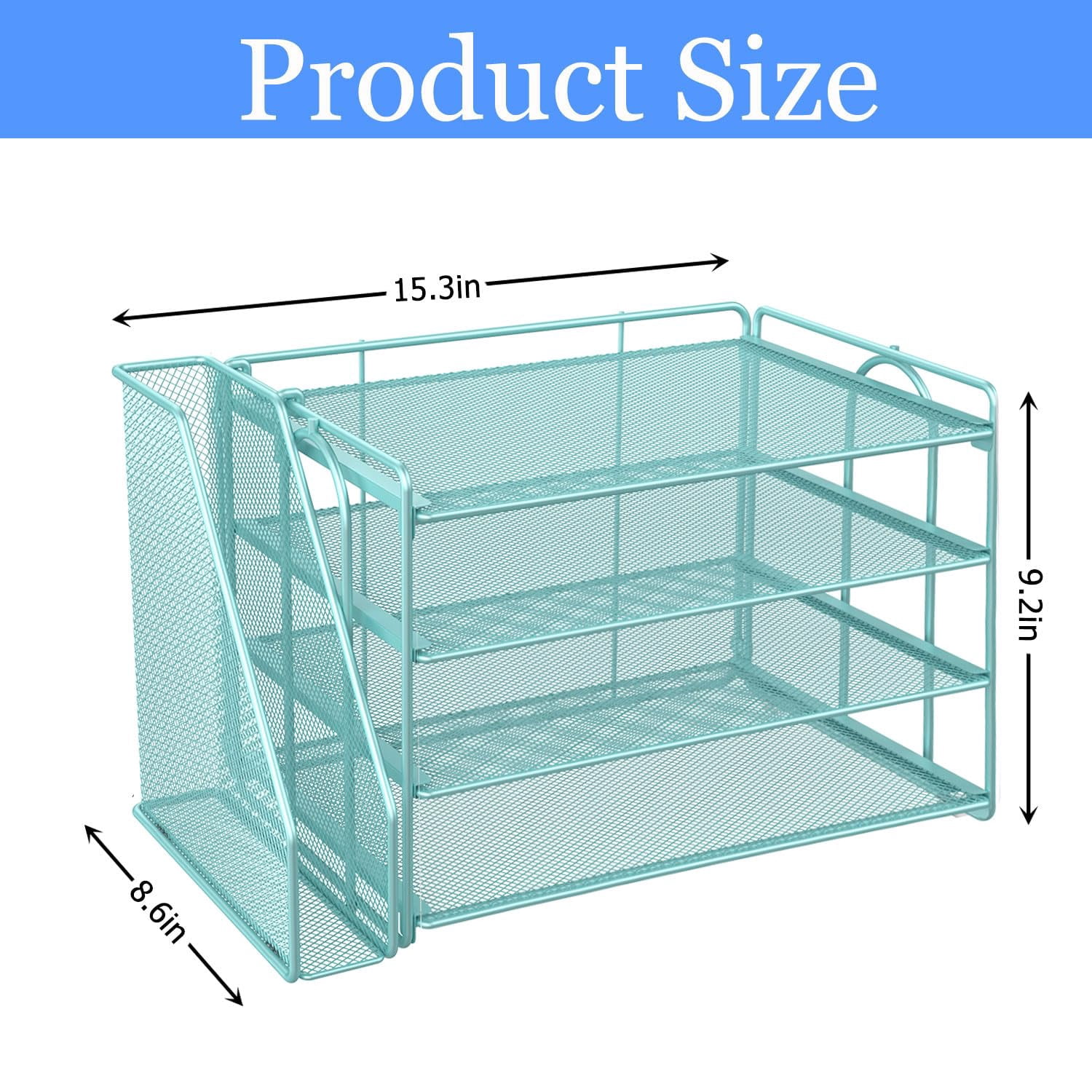 4-tier Paper Organizer With Magazine Holder  Desk Organizers And Accessories & Workspace File For Office Supplies Storag (blue 4-tier)