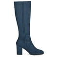 thumbnail image 4 of BLISSFUL STEP Women's Knee High Boots Side Zipper Faux Suede Block Chunky Heels Navy Blue 8, 4 of 7