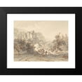 thumbnail image 2 of Barend Cornelis Koekkoek 14x12 Black Modern Framed Museum Art Print Titled - Landscape with a Hunting Party (19th Century), 2 of 5