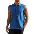 thumbnail image 2 of BADHUB Men's Lapel Collar Button Tank Tops Quick Dry Golf Solid Color Sleeveless Shirts Blue S, 2 of 5