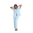 thumbnail image 6 of ANLIQI Women's 100% Cotton Pajama Set Button Down Short Sleeve Shirt and Long Pants Sleepwear Soft ladies Lounge Sets(Light Blue, S), 6 of 6