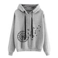 thumbnail image 2 of IROINNID Women's Long Sleeve Sweatshirt Mid-Length Print Leisure Sweatshirt Tops Drawstring Lightweight Tops, Gray, 2 of 7