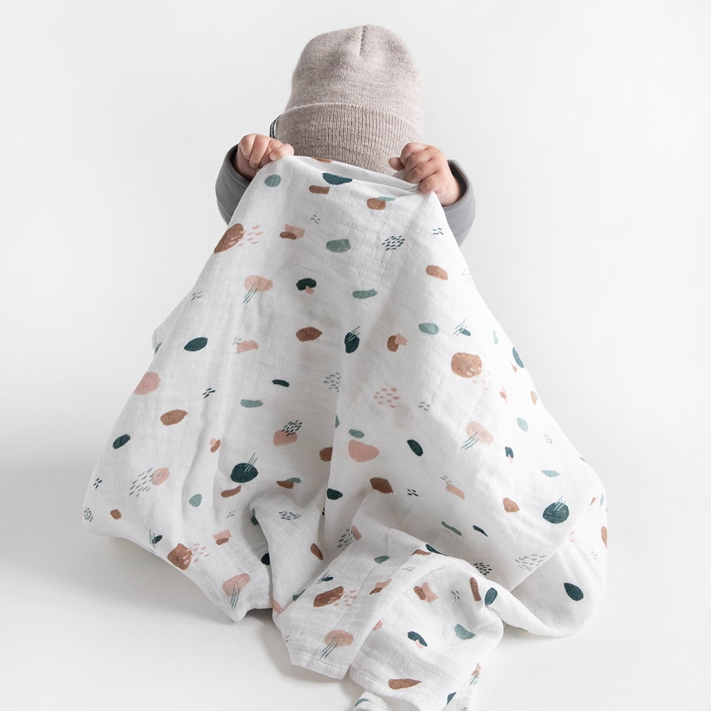 Red Rovr 100% Organic Cotton Muslin Swaddle Infant Blanket 2 Pk, Unisex, Dots & Dashes
