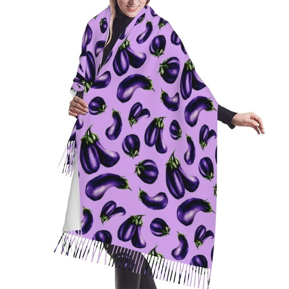 Shawl Wraps for Women - Eggplant Print purple Oversized Fall Winter Fashion Blanket Scarf for Women