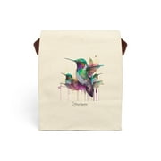 Generic brand 100% cotton canvas lunch bag with strap hummingbirds