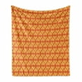 thumbnail image 1 of Orange Soft Flannel Fleece Throw Blanket, Geometric Grid Design with Floral Motifs Modern Design Warm Colors, Cozy Plush for Indoor and Outdoor Use, 60" x 80", Vermilion Orange, by Ambesonne, 1 of 6