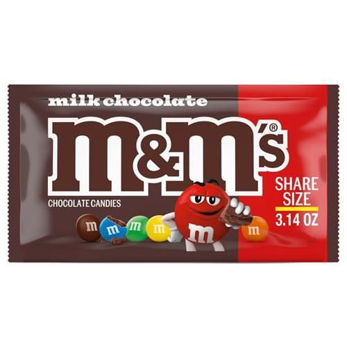 M&Ms Milk Chocolate Candy, Sharing Size, 3.14 Oz - Pack of 2