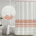thumbnail image 5 of Extra Long Shower Curtain 72x84 Inch, Orange Striped Shower Curtain Waterproof Bathroom Decor, Abstract Modern Geometric Stripes Fabric Bath Curtain Set Accessories with Hooks, 5 of 7