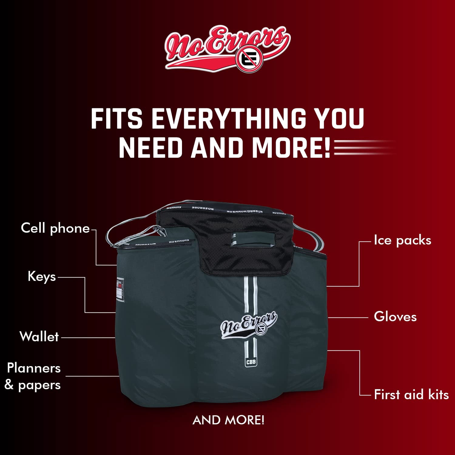 Coaches Ball Buddy Baseball Coach Bag - Heavy Duty Baseball Equipment Bag for Coaches with Built-in Cooler - Holds 6 Gallon Bucket of Balls and Coaching Equipment