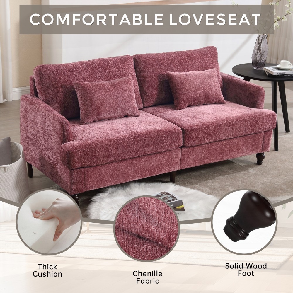 Chenille Fabric Loveseat Sofa - Sturdy & Breathable, 2-Seat for Living Room