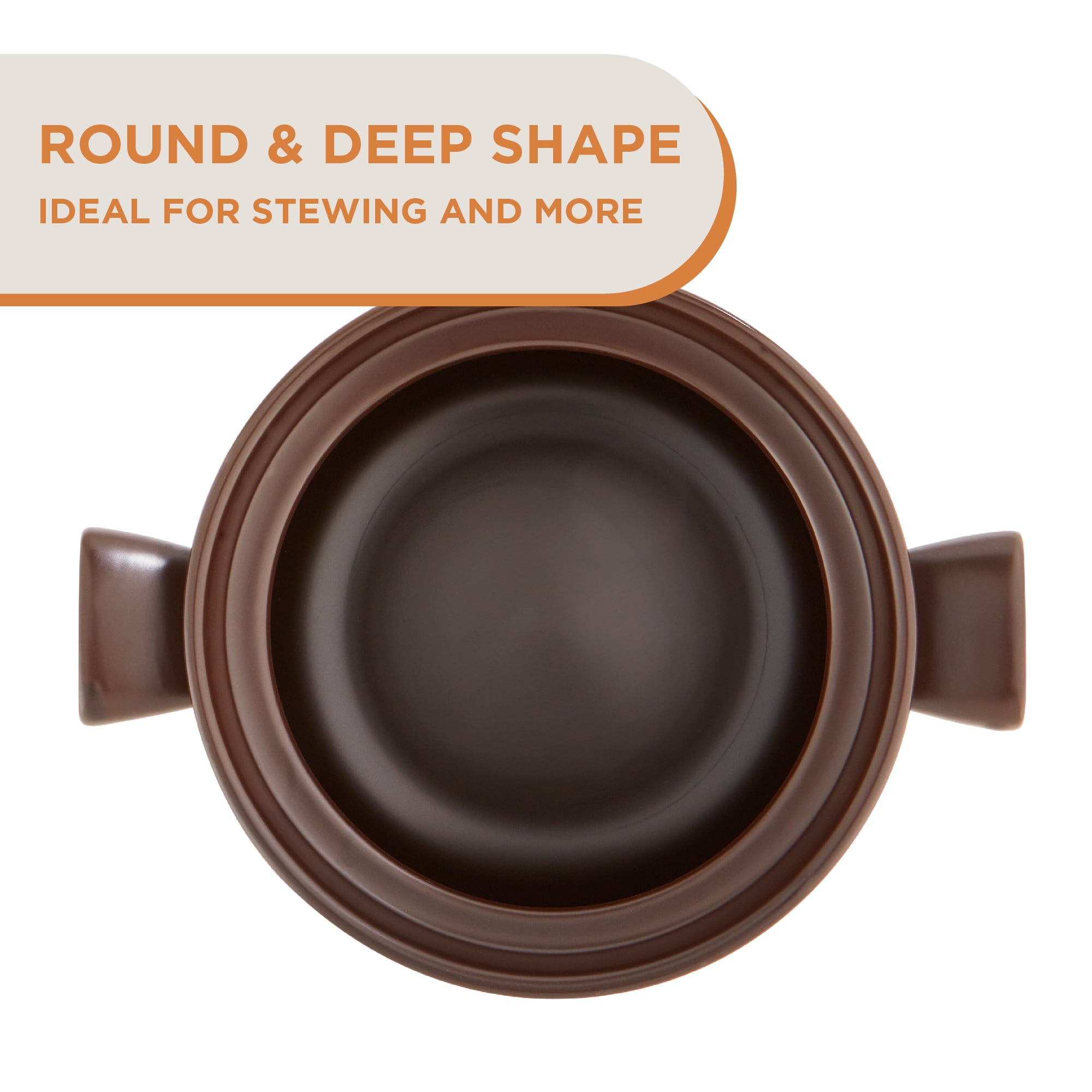 Supor 4.8QT Deep Round Stew Pot with Lid, Pottery Healthy Cooking Pot, Even Heat & Moisture Lock Design