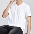 thumbnail image 4 of pstuiky Camisas de manga corta para hombre, Suéter casual de manga corta con cuello en V y cuello en V para hombre ropa de hombre l, 4 of 5