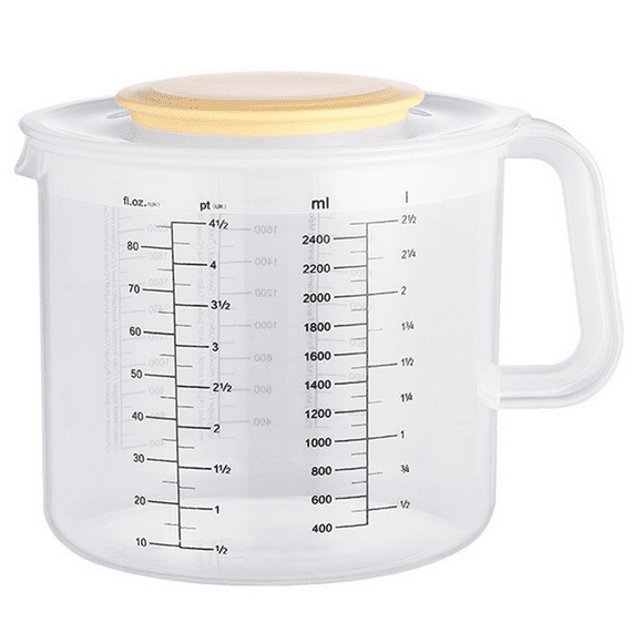 2X Plastic Ounce Measuring Cups and Mixing Pitcher for Baking with Lid Liquid Measuring /Jar in Ml with Splash Guard