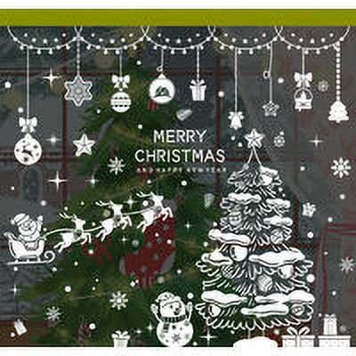 Weihnachtsfensterdekoration, Rentier, Weihnachtsfensteraufkleber, Schneeflocken, Weihnachtsfensteraufkleber, abnehmbare, wiederverwendbare Weihnachtsaufkleber für Weihnachtsfensterdekoration