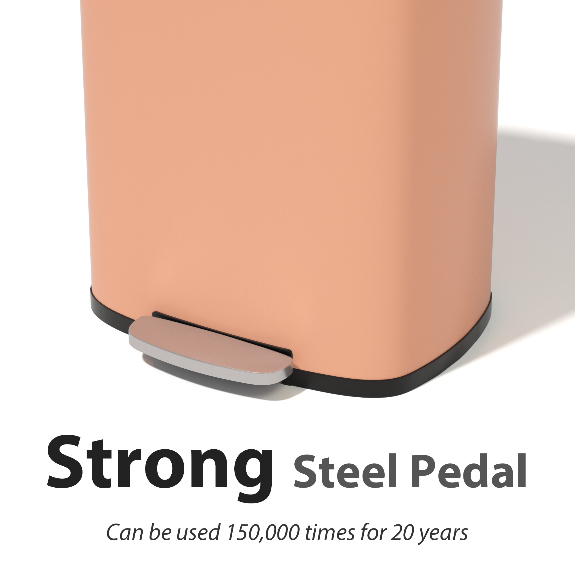 CL.HPAHKL Step-On Kitchen Trash Can, Brushed Stainless Steel Garbage Can with Soft Close Lid, Large Capacity Garbage Bin with Odor Seal for Home, Office, Bathroom, Bedroom, Pink
