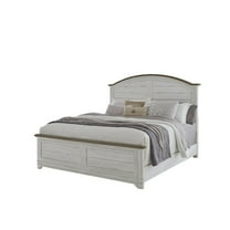Meadowbrook White-Washed Wood Farmhouse King Size Arched Panel Bed