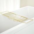 thumbnail image 6 of Stainless Steel Bathtub Caddy Tray, Expandable Bathtub Holder Table, Adjustable Bathroom Tray, Bath Organizer Tub Shelf,Gold,26.8~35.4in, 6 of 8
