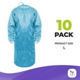 thumbnail image 2 of Blue Disposable Isolation Gown, Large. Pack of 10 Fluid Resistant 45 GSM SMS Disposable Gowns Medical. Breathable Isolation Gowns with Knit Wrists & Long Back Ties, 2 of 9