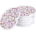 thumbnail image 1 of FMSHPON Spring Pink Flower and Birds Set of 4 Car Coaster for Drinks, Absorbent Ceramic Stone Coasters Cup Mat with Cork Base for Home Kitchen Room Coffee Table Bar Decor, 1 of 5