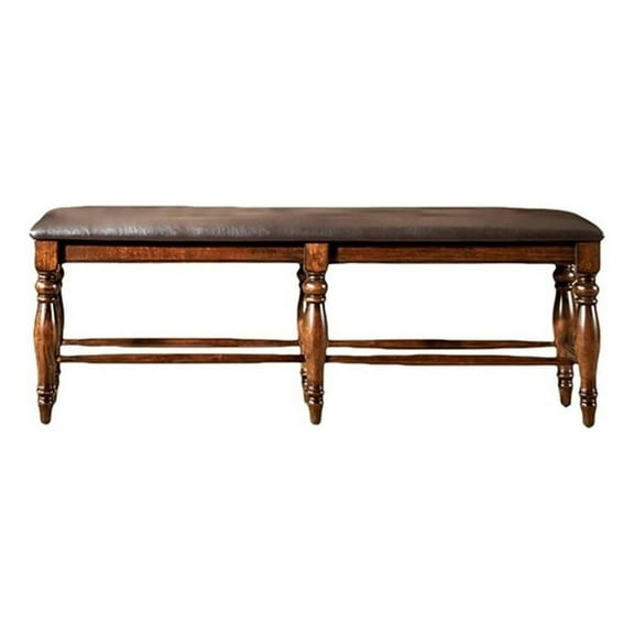 Pemberly Row 54" Traditional Solid Mango Wood Backless Bench in Brown