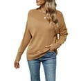 thumbnail image 2 of Women'S Casual Long Sleeve Sweaters Loose Knit Solid Pullover Sweater Jumper Tops Camel S, 2 of 10