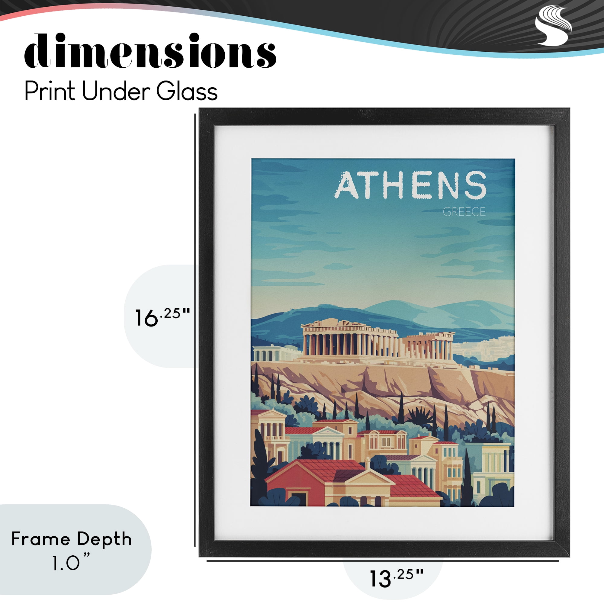 Stupell Industries Athens Topography Cityscape Black Framed Print Under Glass, design by Andreas Magnusson