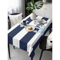 thumbnail image 2 of Navy Blue Striped Rectangle Tablecloth, Blue Anchor Nautical Farmhouse Waterproof & StainResistant Tablecloth, Washable Oil-proof Table Cover for Dining/Party/Wedding/Camping/Buffet 54x108 In, 2 of 9