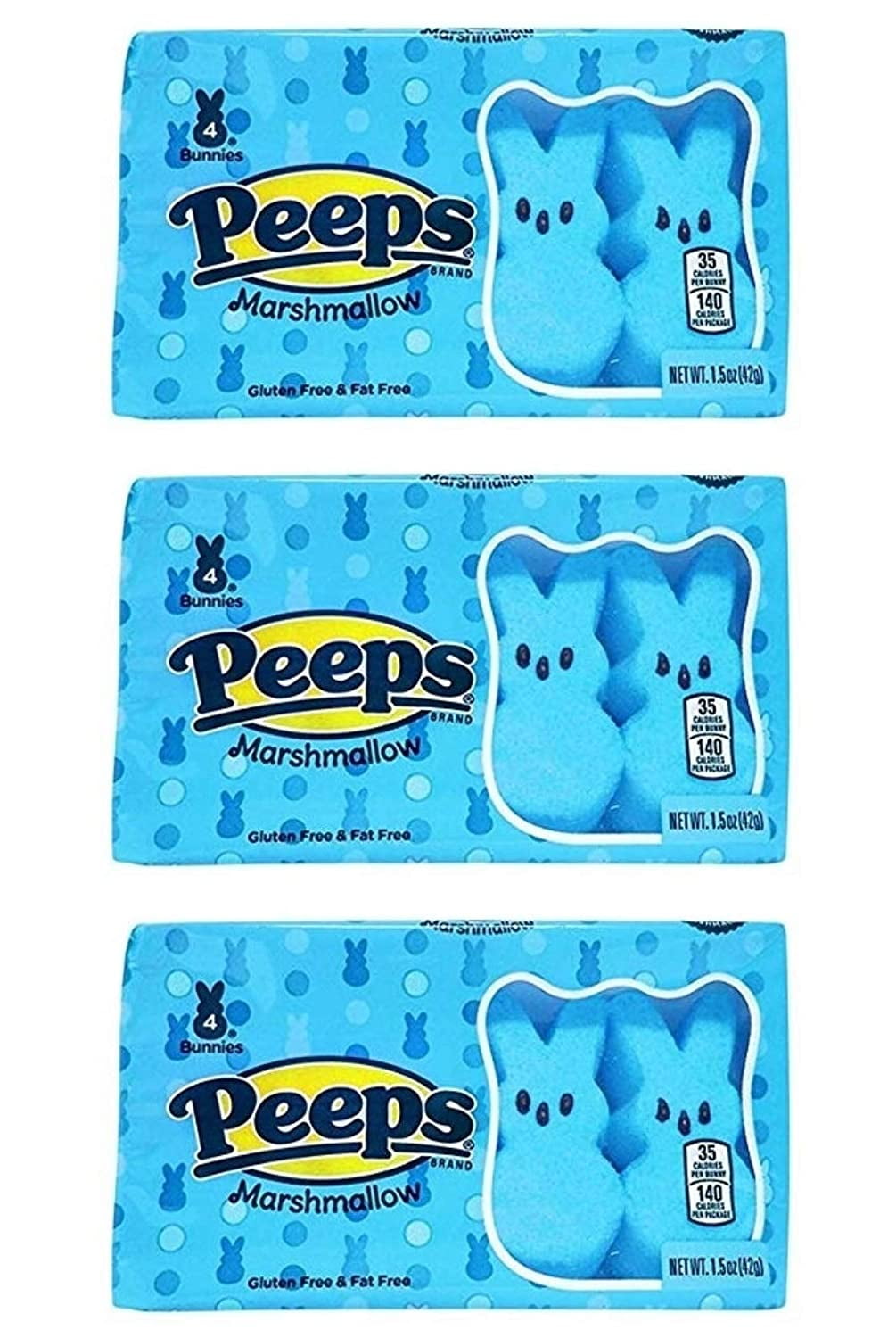 Peeps Blue 4 Count Marshmallow Candy, 1.5 Ounce, Pack of 3 Walmart