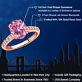 thumbnail image 2 of Gem Stone King 10K Rose Gold Pink Moissanite and Lab Grown Diamond Engagement Ring for Women | 2.20 Cttw | Oval 9X7MM | Gemstone Birthstone | Size 8, 2 of 6