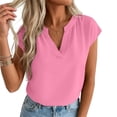 thumbnail image 5 of hlysgo Women's Cap Sleeve Tops V Neck Dressy Casual Blouses Summer Work Business Shirts Pink,M, 5 of 6
