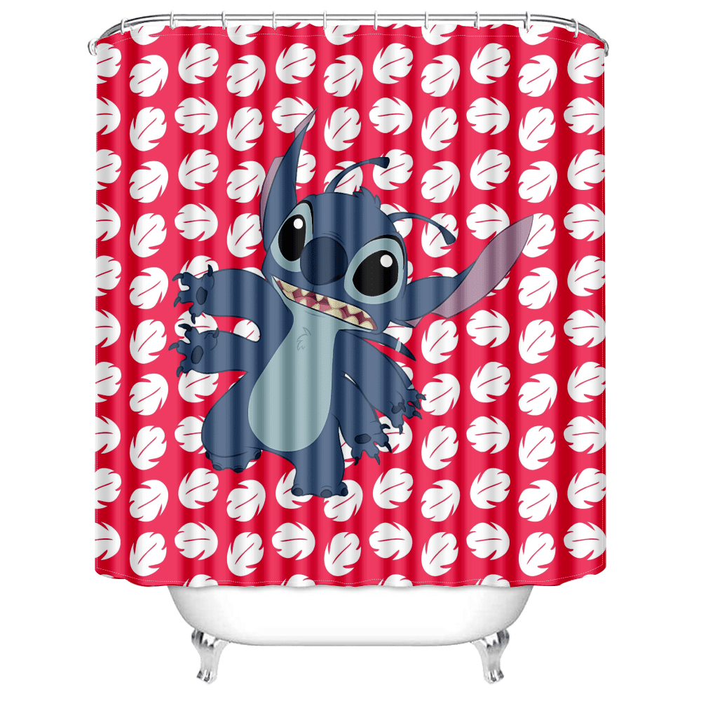 Fnyko Lilo And Stitch Shower Curtain Set Cartoon Printed Decoration