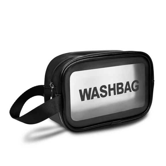 Toiletry Bag, Travel Cosmetic Bag Clear, Njjex 1 Pcs Waterproof PVC Zippered Toiletry Carry Pouch Portable Makeup Bag Organizer Bag Set for Home/Travel Use -Black