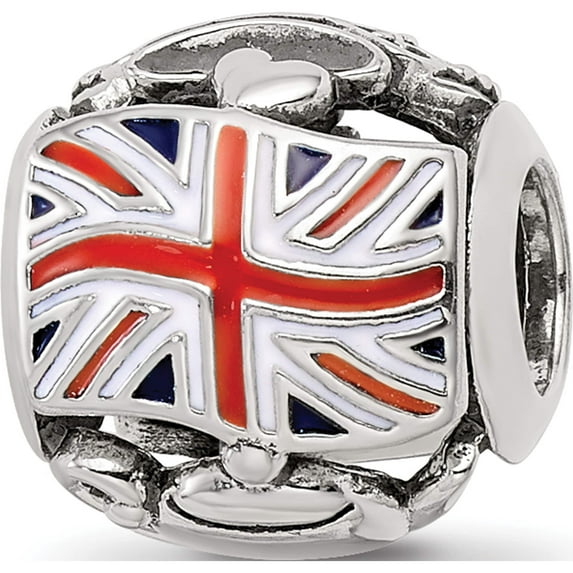 Sterling Silver Reflections Enameled England Theme Bead (10.6 X 10.6) Made In China qrs3746