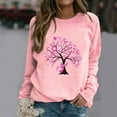 thumbnail image 2 of WREESH Women's Round Neck Loose Long Sleeve T-Shirt Breast Cancer Awareness Sweatshirts Pink Ribbon Graphic Top Pink, 2 of 5