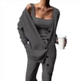 thumbnail image 1 of Conjunto de 3 Piezas de Punto para Mujer: Cárdigan de Larga, Camiseta Sin Mangas, Pantalón y Chándal. Gris Oscuro XXL, 1 of 4