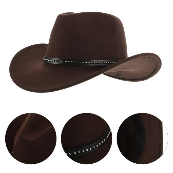 PENIKOKO Fedora Hats For Boys Coffee Cowboy Hat For Kids With Wide Brim For Outdoor Activities 1Pack