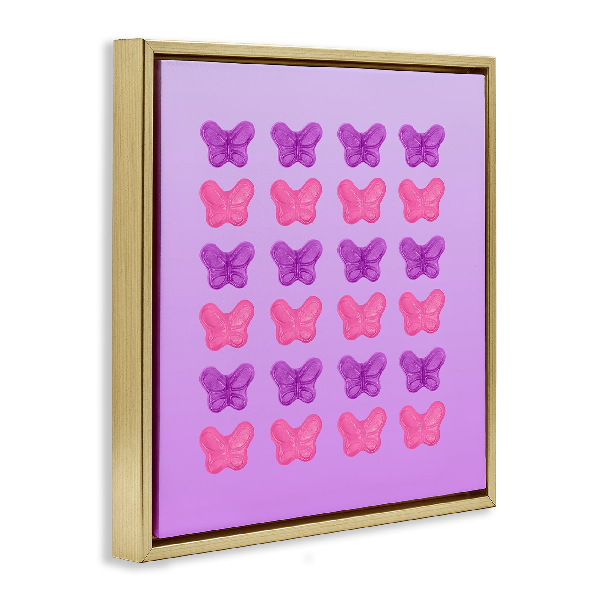 Stupell Industries Purple & Pink Butterfly Candies Gold Framed Floater Canvas Wall Art, design by LISH Creative
