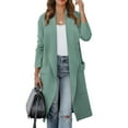thumbnail image 2 of Baqcunre Plus Size Tops For Women Women'S Casual Long Sleeve Draped Open Front Knit Pockets Long Cardigan Jackets Sweater Womens Tops Winter Coats For Women Green M, 2 of 9